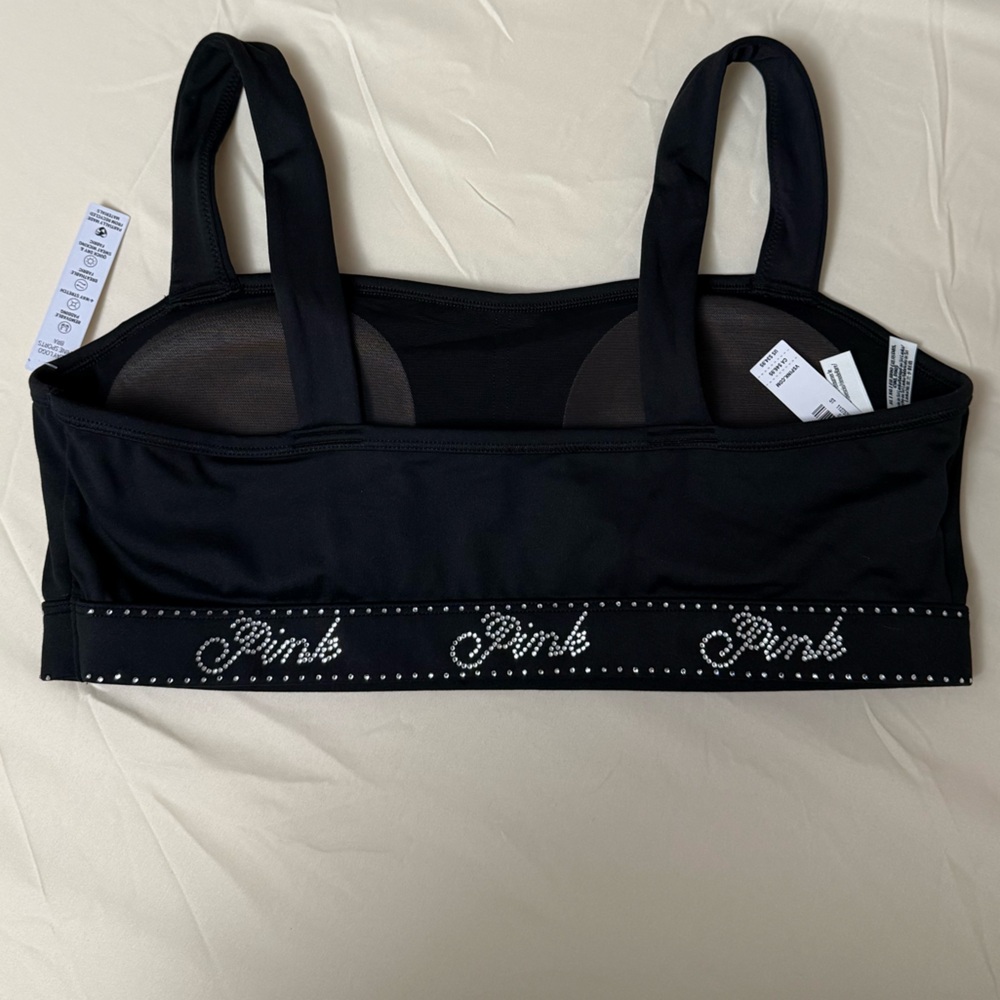 New‎ VS PINK red Relay logo shine sports Bra. Size XL - Picture 4 of 6